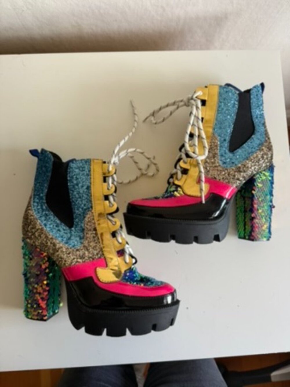 Cape Robbin Sequin Glitter Platform Boots, NWOT Size 6.5 - Picture 7 of 9